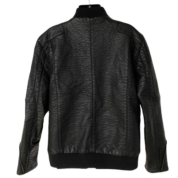 asos Moto Jacket Black Faux Leather Biker Motorcycle Coat Women's Size 8 - Picture 2 of 10